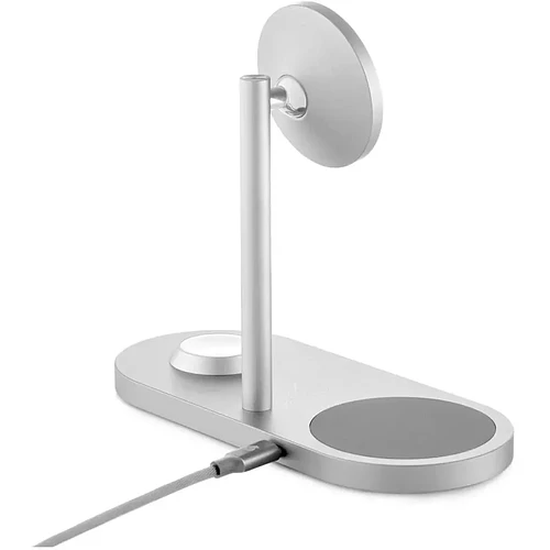 Беспроводное зарядное устройство uBear Stage Pro, 3-в-1, MagSafe совместимое, цвет: серебро