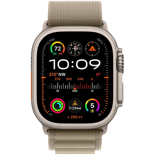 Apple Watch Ultra 2 2024 GPS + Cellular 49mm Natural Titanium Case with Olive Alpine Loop - S