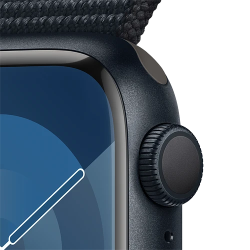 Apple Watch Series 9 GPS, 41 мм, корпус - темная ночь, спортивный нейлоновый ремешок черного цвета