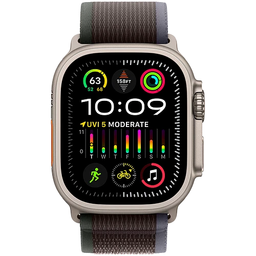 Apple Watch Ultra 2 2024 GPS + Cellular 49mm Natural Titanium Case with Blue/Black Trail Loop - S/M