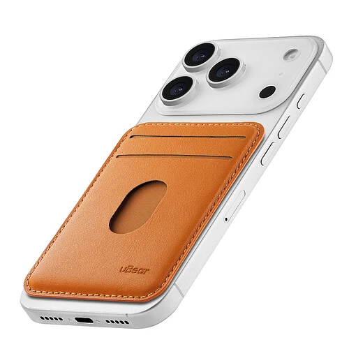 Магнитный кардхолдер uBear Split Find My, эко-кожа, оранжевый