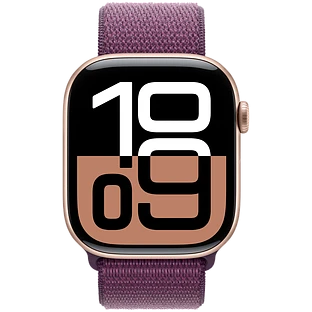 Apple Watch Series 10 GPS 42mm Rose Gold Aluminum Case with Plum Sport Loop