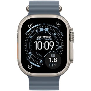 Apple Watch Ultra 3, GPS + Cellular, 49mm, Natural Titanium Case with Anchor Blue Ocean Band - One Size