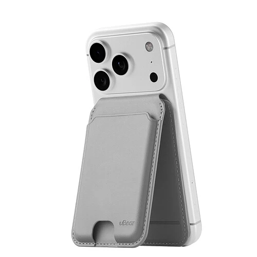 Магнитный кардхолдер uBear Fold Find My, эко-кожа, серый