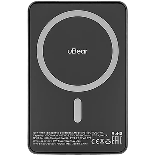 Внешний аккумулятор uBear Icon Power bank 10000mAh, PD30W, Qi2, серый