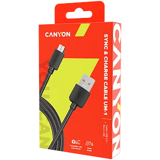 Кабель Canyon USB-A - microUSB, 1м, Черный