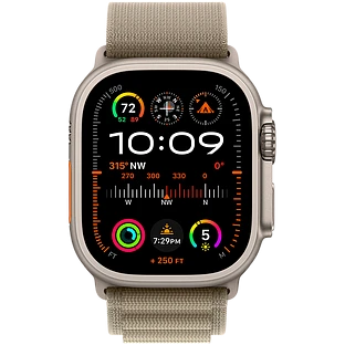 Apple Watch Ultra 2 2024 GPS + Cellular 49mm Natural Titanium Case with Olive Alpine Loop - S