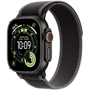 Apple Watch Ultra 3, GPS + Cellular, 49mm, Black Titanium Case with Black/Charcoal Trail Loop - S/M