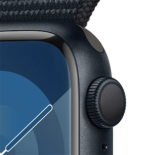 Apple Watch Series 9 GPS, 41 мм, корпус - темная ночь, спортивный нейлоновый ремешок черного цвета