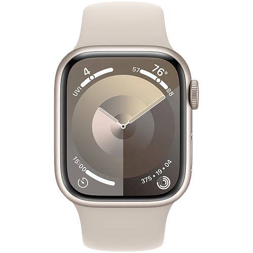 Apple Watch Series 9 GPS, 41 мм, корпус - сияющая звезда, спортивный силиконовый ремешок цвета сияющая звезда M/L 