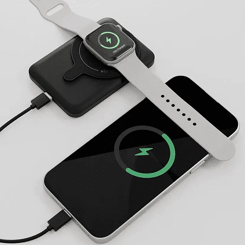 Аккумулятор внешний VLP Dual Magsafe PowerBank 5000 mAh, 3A, USB-C, черный