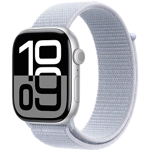 Apple Watch Series 10 GPS 42mm Silver Aluminum Case with Blue Cloud Sport Loop