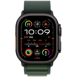 Apple Watch Ultra 2 2024 GPS + Cellular 49mm Black Titanium Case with Dark Green Alpine Loop - M