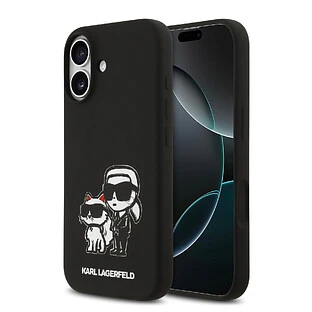 Чехол KARL LAGERFELD для iPhone 17 Liquid Silicone Sketch Karl & Choupette Hard Black (MagSafe)