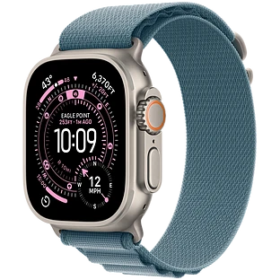 Apple Watch Ultra 3, GPS + Cellular, 49mm, Natural Titanium Case with Light Blue Alpine Loop - M