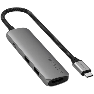Адаптер Satechi 4-in-1 USB-C Slim Multiport Adapter with 4K HDMI and Fast Data Transfer - Серый космос
