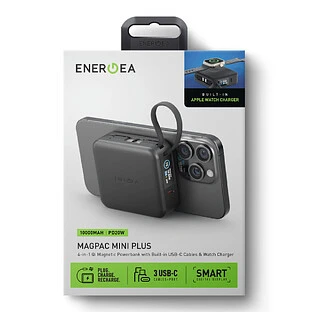 Аккумулятор внешний Energea MagPac MINI Plus, 10000 mAh Magnetic wireless 15W + С 20W +2 C cables and Display Black