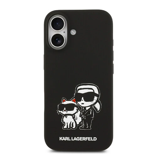 Чехол KARL LAGERFELD для iPhone 17 Liquid Silicone Sketch Karl & Choupette Hard Black (MagSafe)