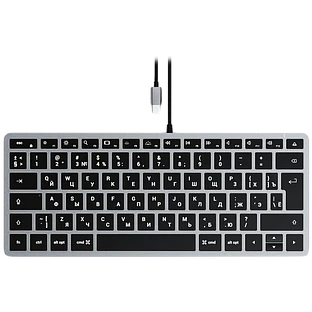 Клавиатура Satechi Slim USB-C Wired Keyboard-RU. Раскладка - Русская. Цвет- Серый космос