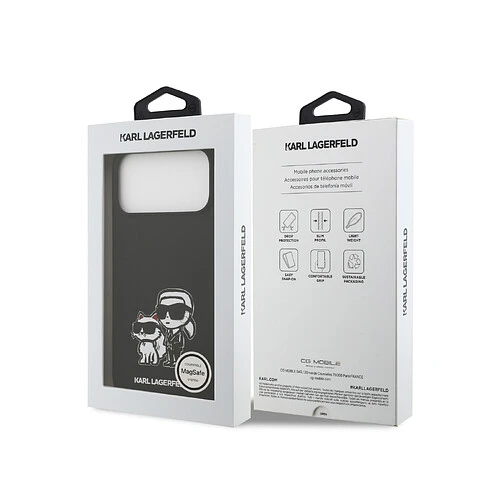 Чехол KARL LAGERFELD для iPhone 17 Pro Liquid Silicone Sketch Karl & Choupette Hard Black (MagSafe)