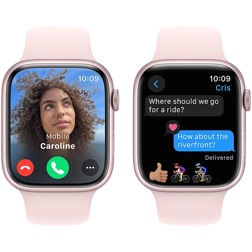 Apple Watch Series 9 GPS, 45 мм, корпус - розовый, спортивный ремешок розового цвета M/L