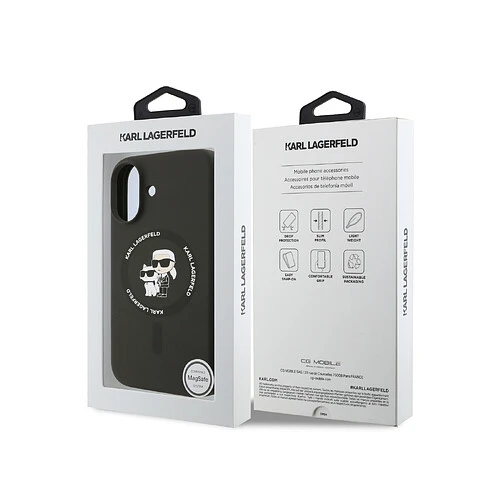 Чехол KARL LAGERFELD для iPhone 17 Liquid Silicone NFT Karl & Choupette Hard Black (MagSafe)