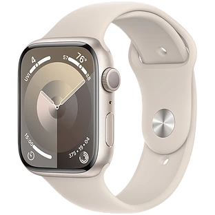 Apple Watch Series 9 GPS, 45 мм, корпус - сияющая звезда, спортивный силиконовый ремешок цвета сияющая звезда M/L 