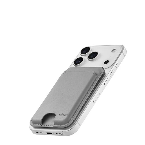 Магнитный кардхолдер uBear Fold Find My, эко-кожа, серый