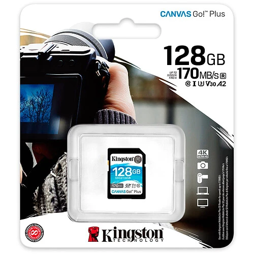 Карта памяти KINGSTON 128GB Canvas Go! Plus SD