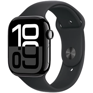 Apple Watch Series 10 GPS 42mm Jet Black Aluminum Case with Black Sport Band - S/M