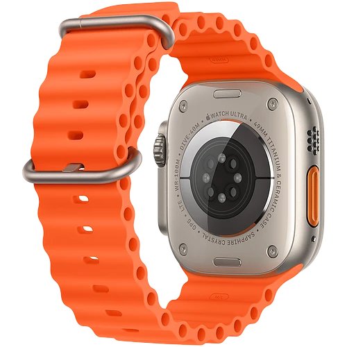 Apple Watch Ultra 2 2024 GPS + Cellular 49mm Natural Titanium Case with Orange Ocean Band