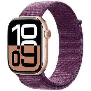 Apple Watch Series 10 GPS 42mm Rose Gold Aluminum Case with Plum Sport Loop