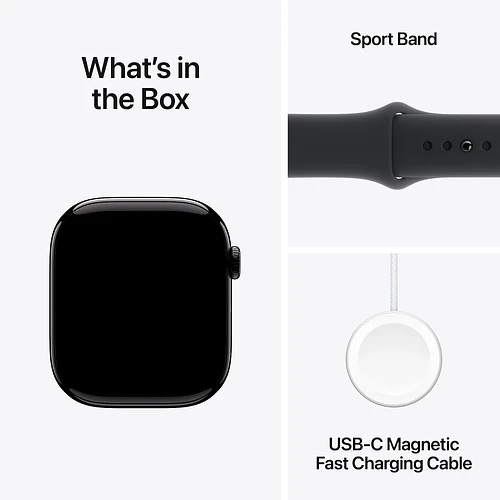 Apple Watch Series 10 GPS 42mm Jet Black Aluminum Case with Black Sport Band - S/M