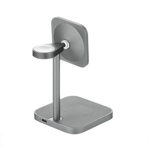 Беспроводное зарядное устройство uBear Evoke, 3-в-1, MagSafe совместимое, Qi2, цвет: серый