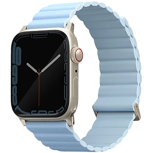 Uniq для Apple Watch 41/40/38 mm ремешок Revix Premium Ed. Leather/Silicone Arctic/Soft Blue