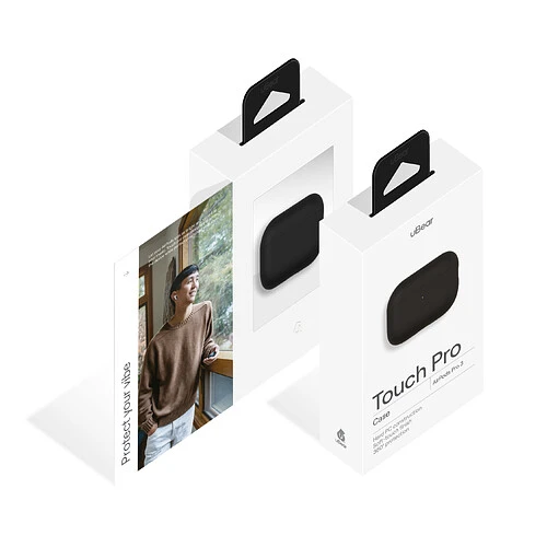 Чехол защитный для AirPods Pro 3 Touch Pro Case, 1,5 мм, PC, усиленный, черный