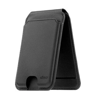 Магнитный кардхолдер uBear Fold Find My, эко-кожа, черный
